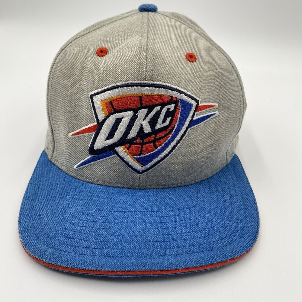 OKlahoma City Thunder OKC Hat Mitchell Ness SnapBack Gray Blue Cleaned